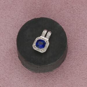 sterling silver diamond accent blue sapphire pendant